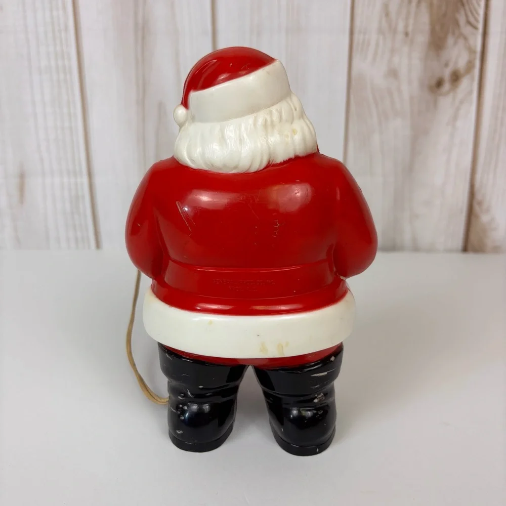 Vintage 1950's Blow Mold Lighted Santa General Products Co Tabletop Decor Red 8" - Picture 4 of 15